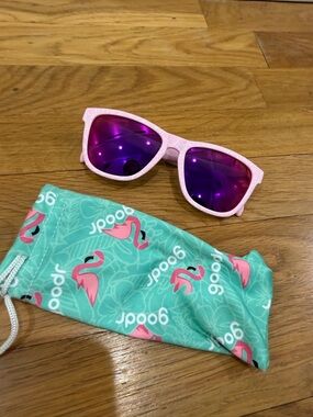 Pink Frame Sunglasses with Purple Mirrored Lenses